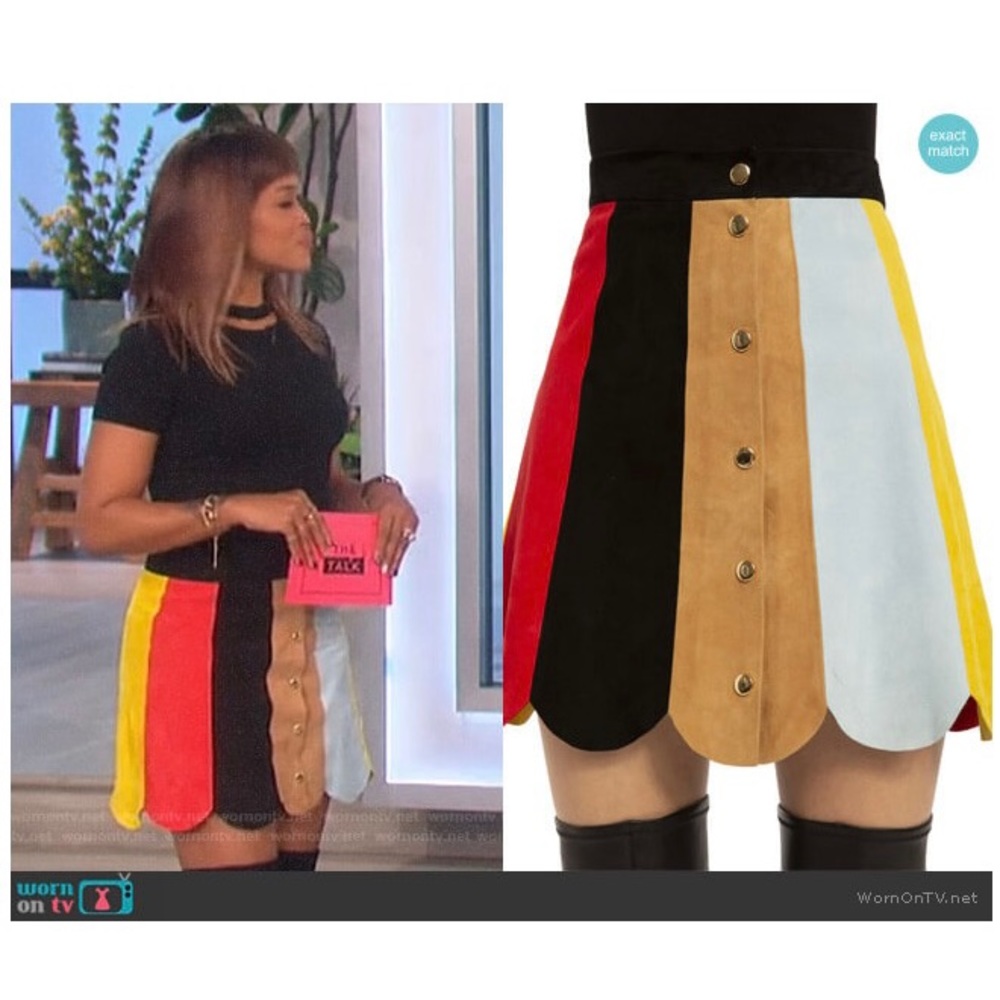 ALICE + OLIVIA Rudie Color Block Suede Mini Skirt